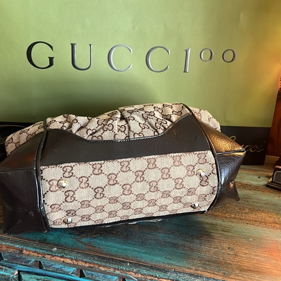 Vintage GUCCI Beige/Ebony GG Canvas Full Moon Medium Tote Bag - Picture 7 of 15